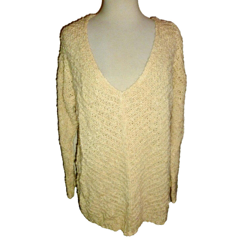 ASTR THE LABEL Shredded Back Baggy Sweater Pullover Ivory Women's Medium M Boho‎